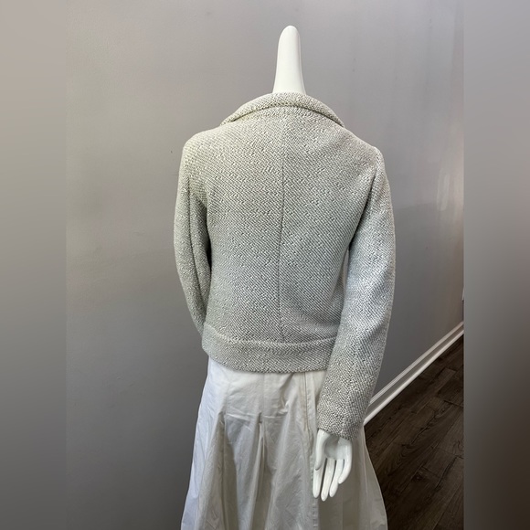 Loft Outlet Light Grey Knit Tweed Moto Jacket Sweater Size XS - Picture 5 of 7